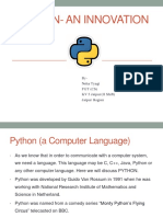 PYTHON- AN INNOVATION AS PER CBSE CURRICULUM CLASS 11