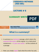 Lec 6, Summary Writting