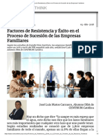 Factores de Resistencia y Éxito en El Proceso de Sucesión de Las Empresas Familiares