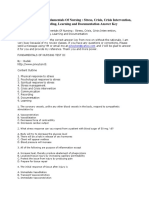 100 Item Exam On Fundamentals of Nursing: Stress, Crisis, Crisis Intervention, Communication, Recording, Learning and Documentation Answer Key