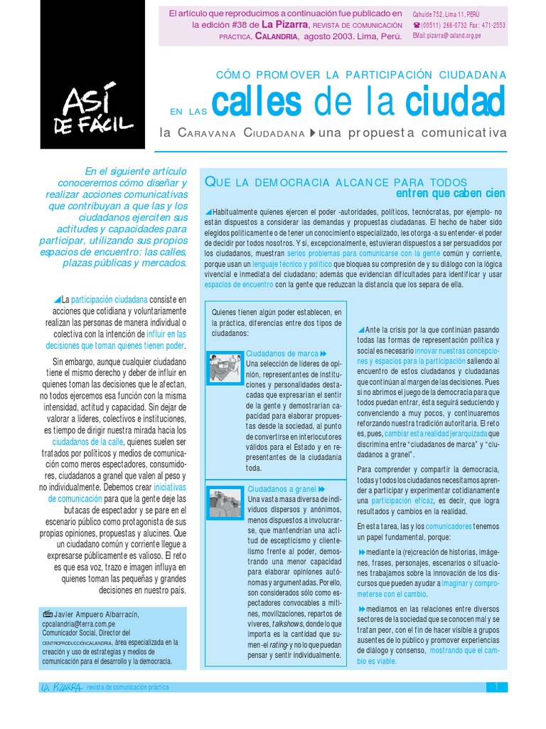 Cómo Promover Participación Ciudadana en Las Calles de La Ciudad | PDF ...