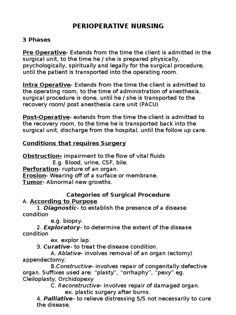 Perioperative Nursing Overview | PDF | Anesthesia | Surgery