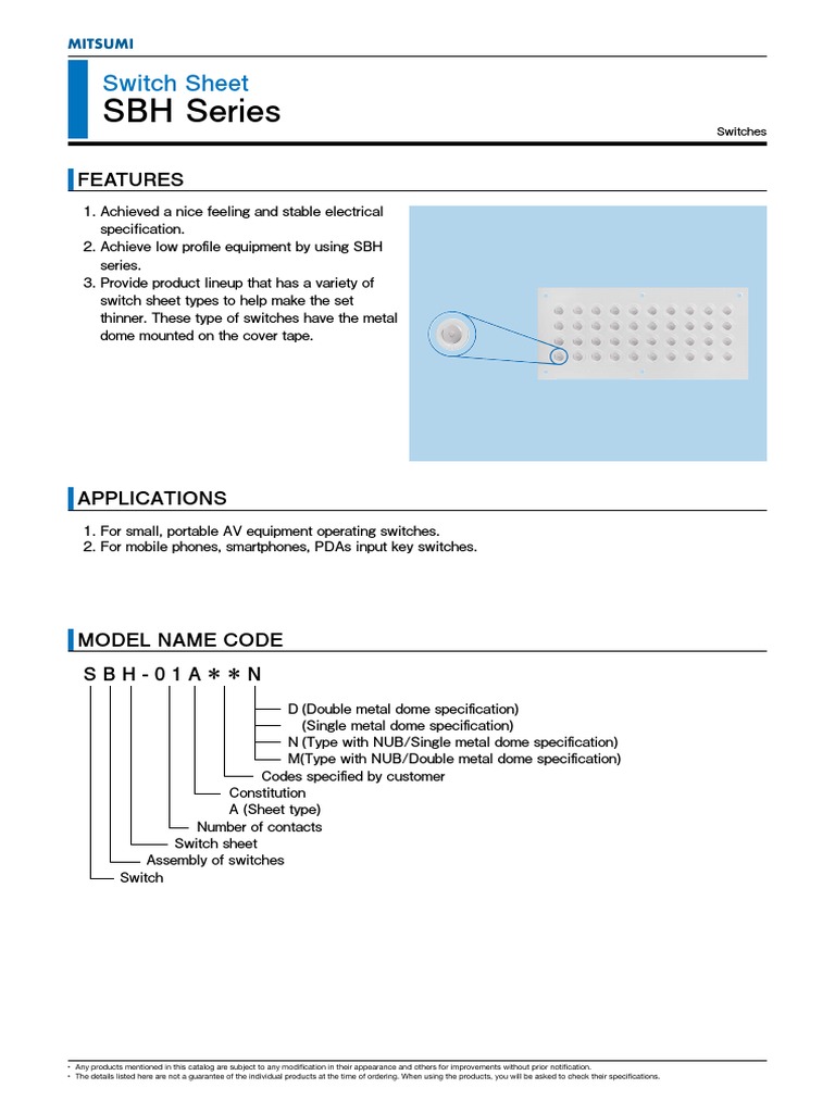 SBH Series: Switch Sheet | PDF | Switch | Electrical Resistance And ...