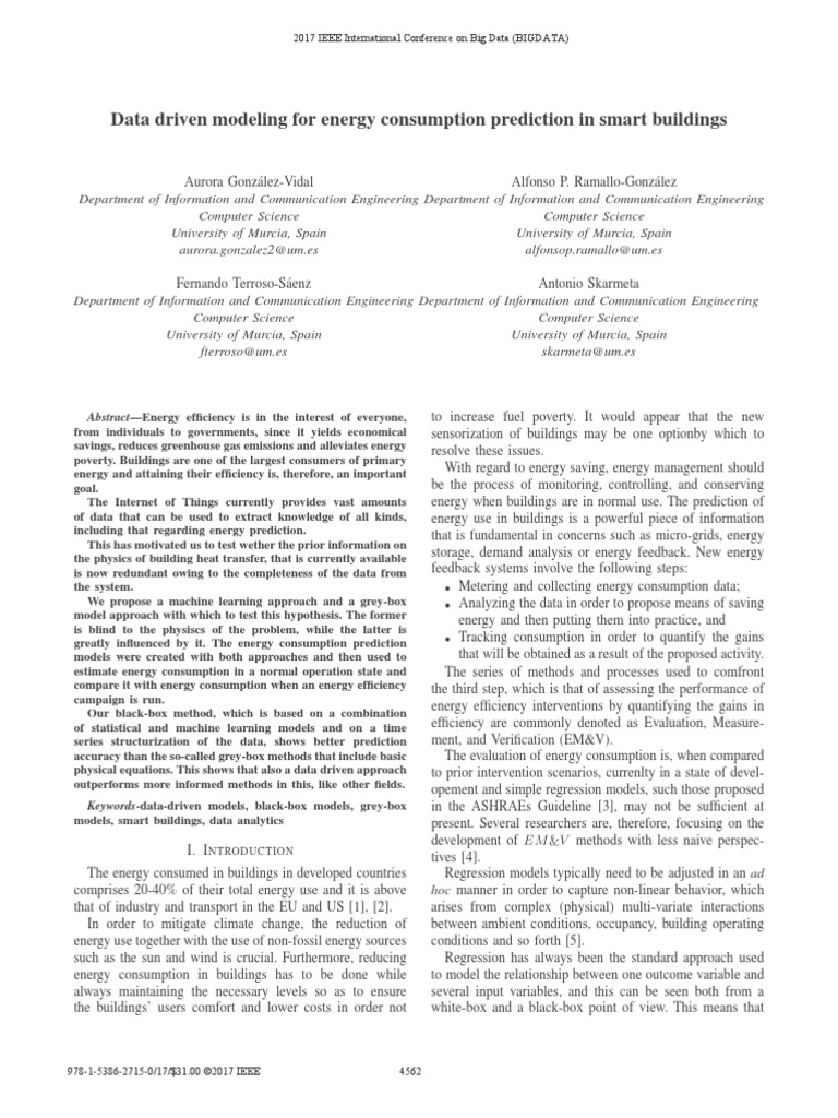 Data Driven Modeling For Energy Consumption Prediction in Smart ...