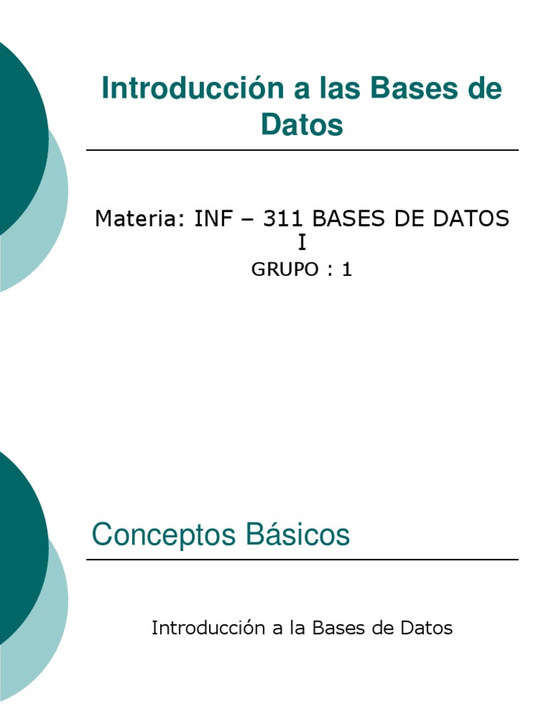 Introducción a las Bases de Datos | PDF | Bases de datos | Gestión de ...