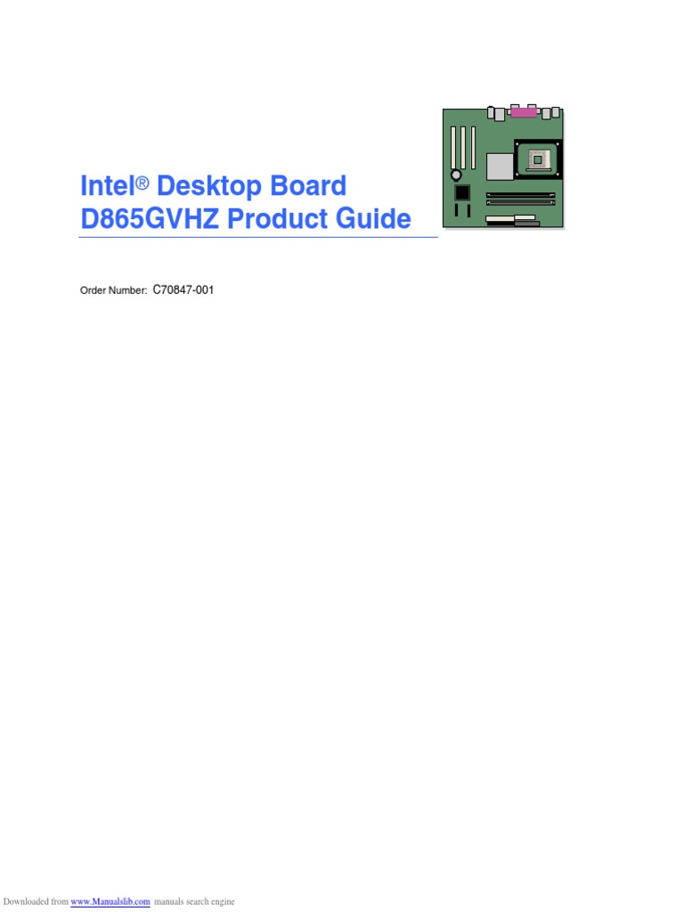 Intel Desktop Board D865GVHZ Product Guide: Order Number | PDF | Bios ...