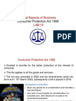 Legal Aspects of Business LAB:15: Consumer Protection Act 1986