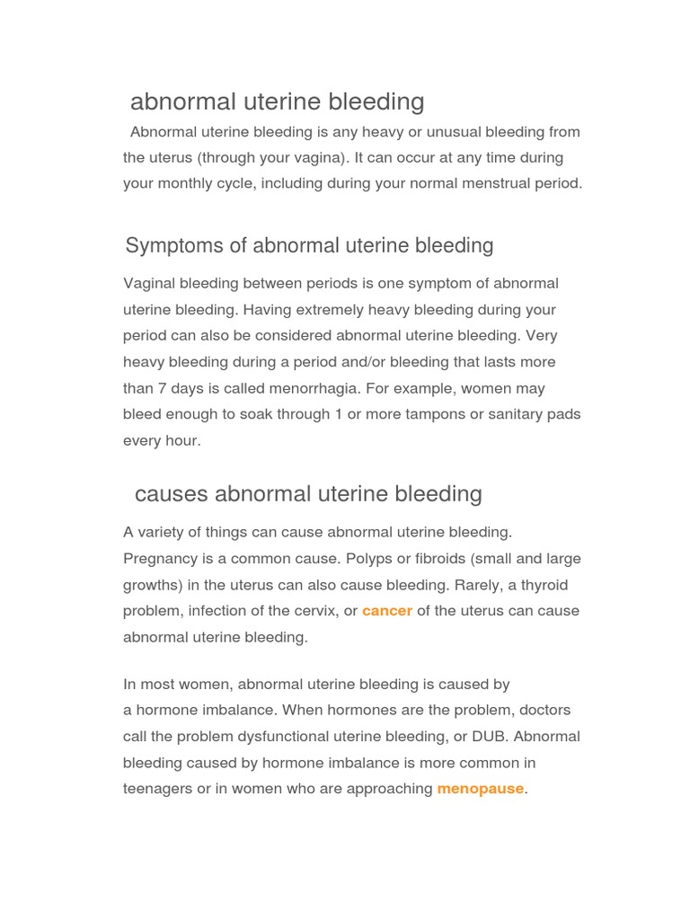 Understanding Abnormal Uterine Bleeding | PDF | Menstrual Cycle | Uterus