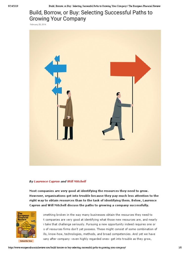 Build, Borrow, Buy | PDF | Mergers And Acquisitions | Motivation