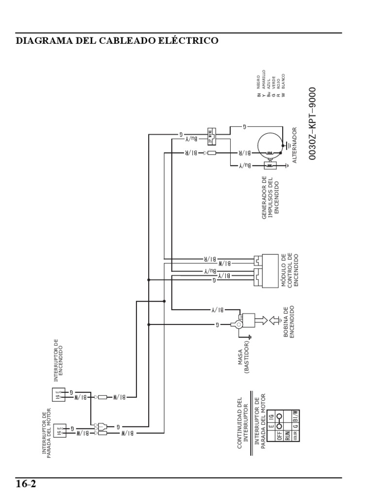 Diagrama Del Cableado Eléctrico Moto Honda | PDF | Generador eléctrico |  Equipo eléctrico, image size:768x1024