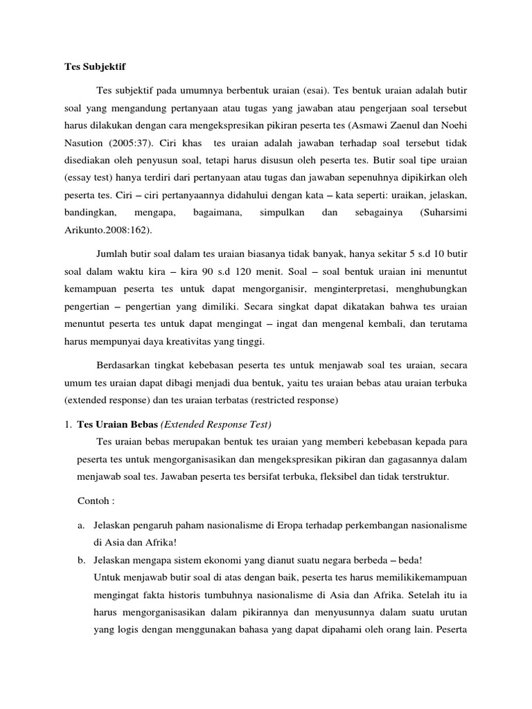 Jenis Tes Subjektif Docx