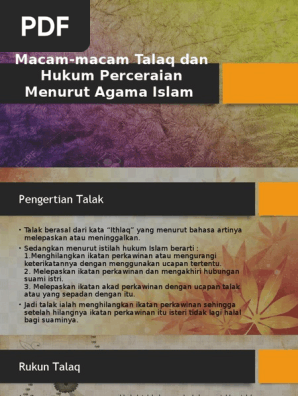 Macam Macam Talaq Dan Hukum Perceraian Menurut Agama Islam Pdf