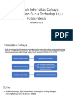 Pengaruh Intensitas Cahaya Dan Suhu Terhadap Laju Fotosintesis