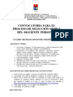 Convocatoria para Contratación Tecnicos