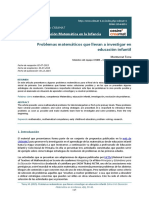 Problemas Matemáticos Que Llevan A Investigar en Educación Infantil