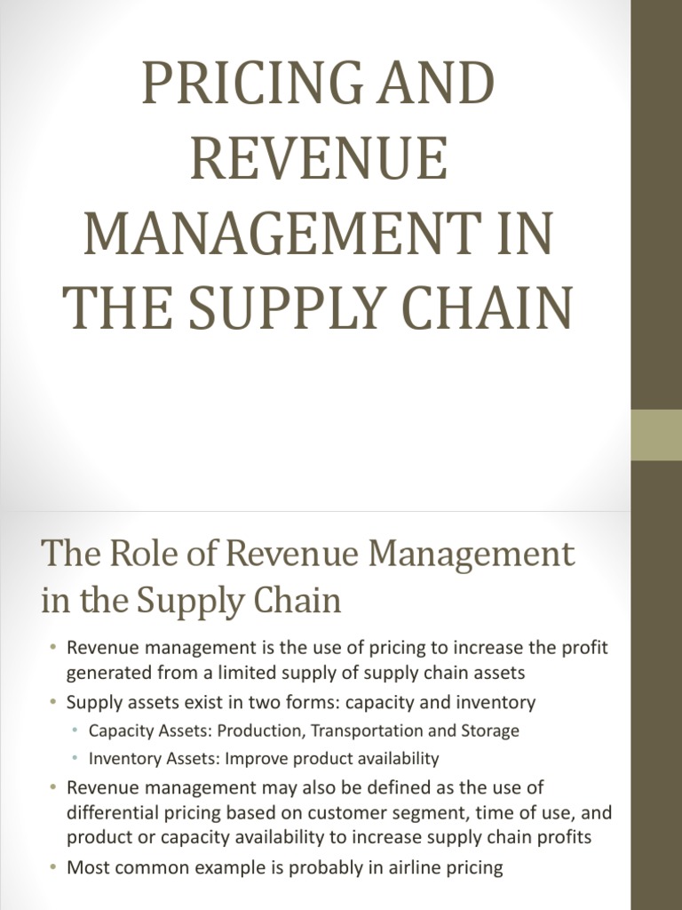 Revenue Management in SCM PDF Supply Chain Pricing