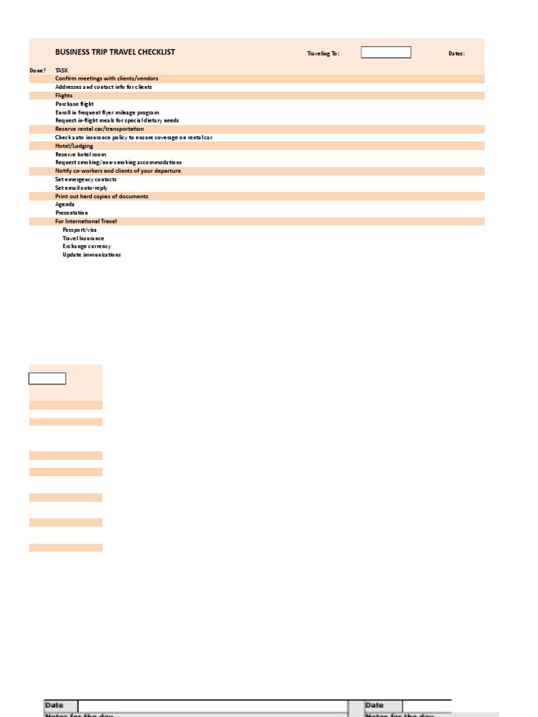 A Comprehensive Business Travel Checklist for an Upcoming Trip to ...