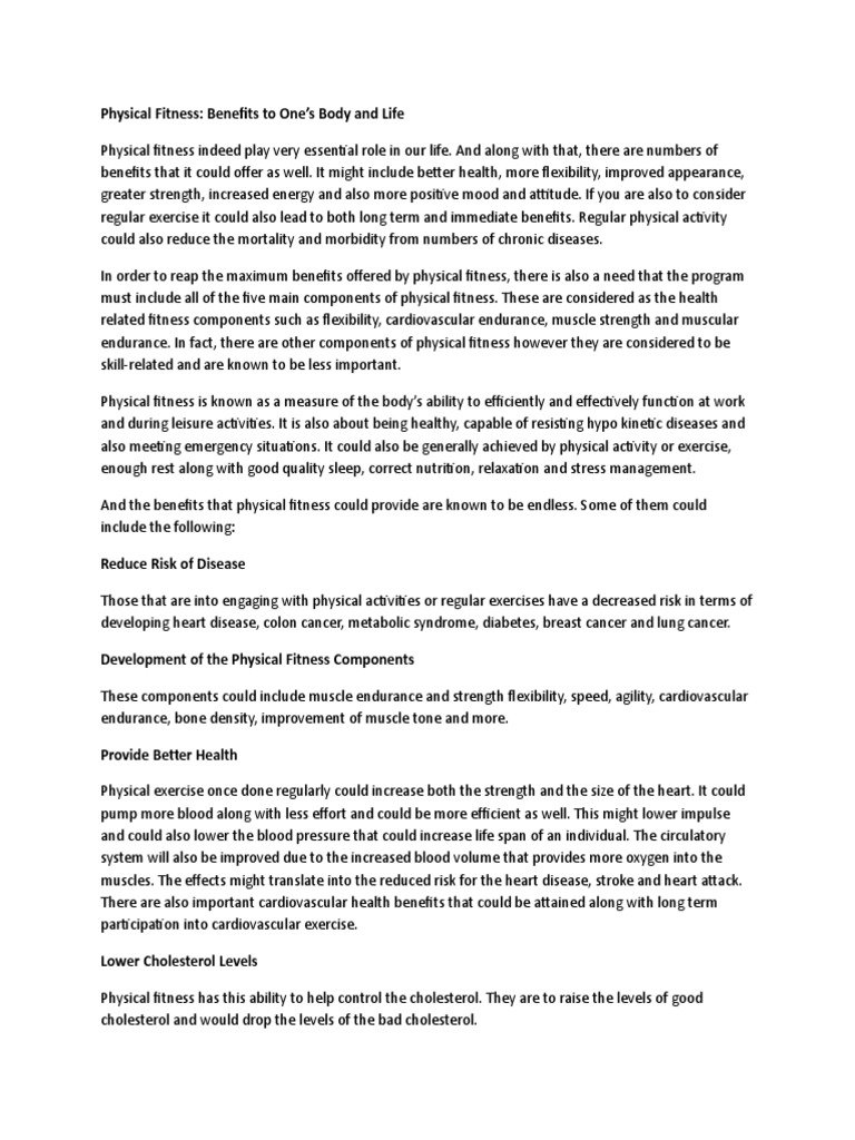 Benefits of Physical Fitness | PDF | Physical Fitness | Strength Training