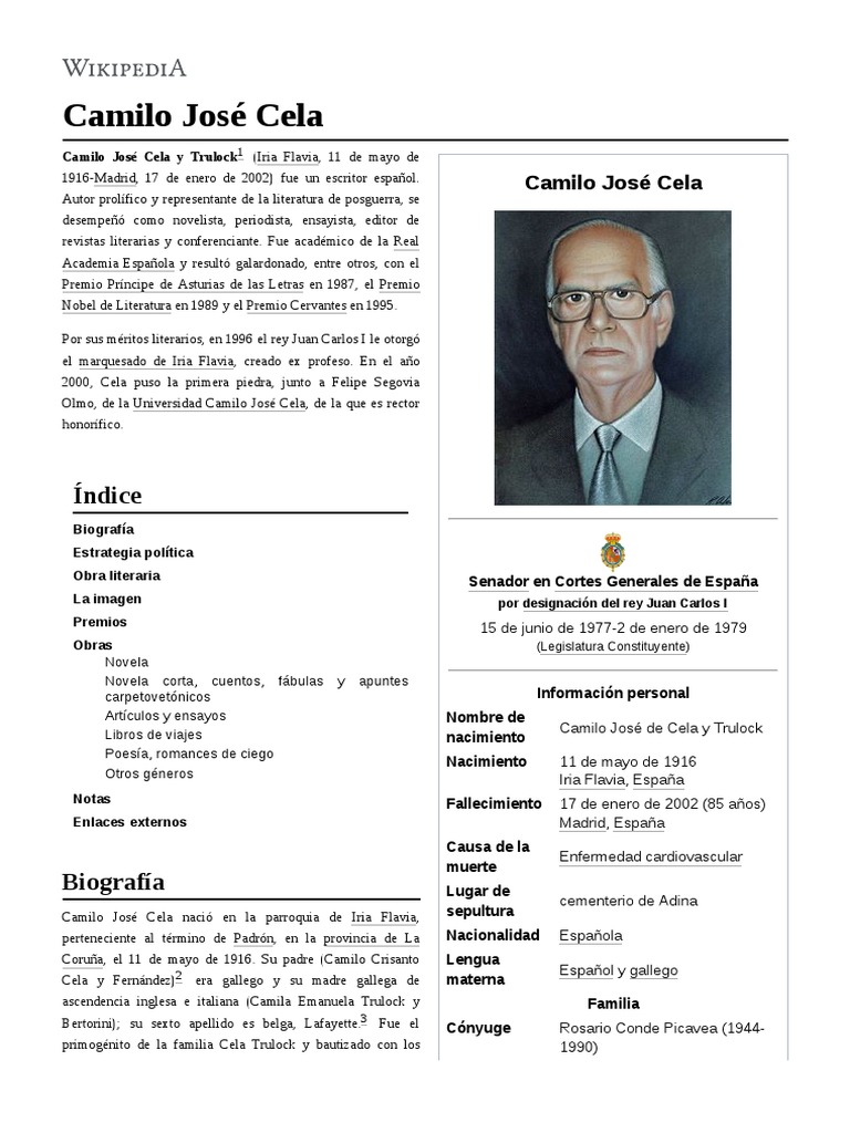 a la deriva Descolorar Opinión Camilo José Cela | PDF