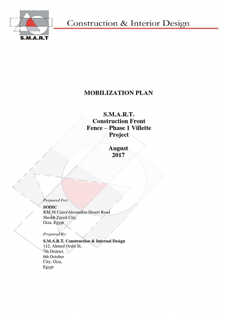 Mobilization Plan Prepared For Construction Management Technology