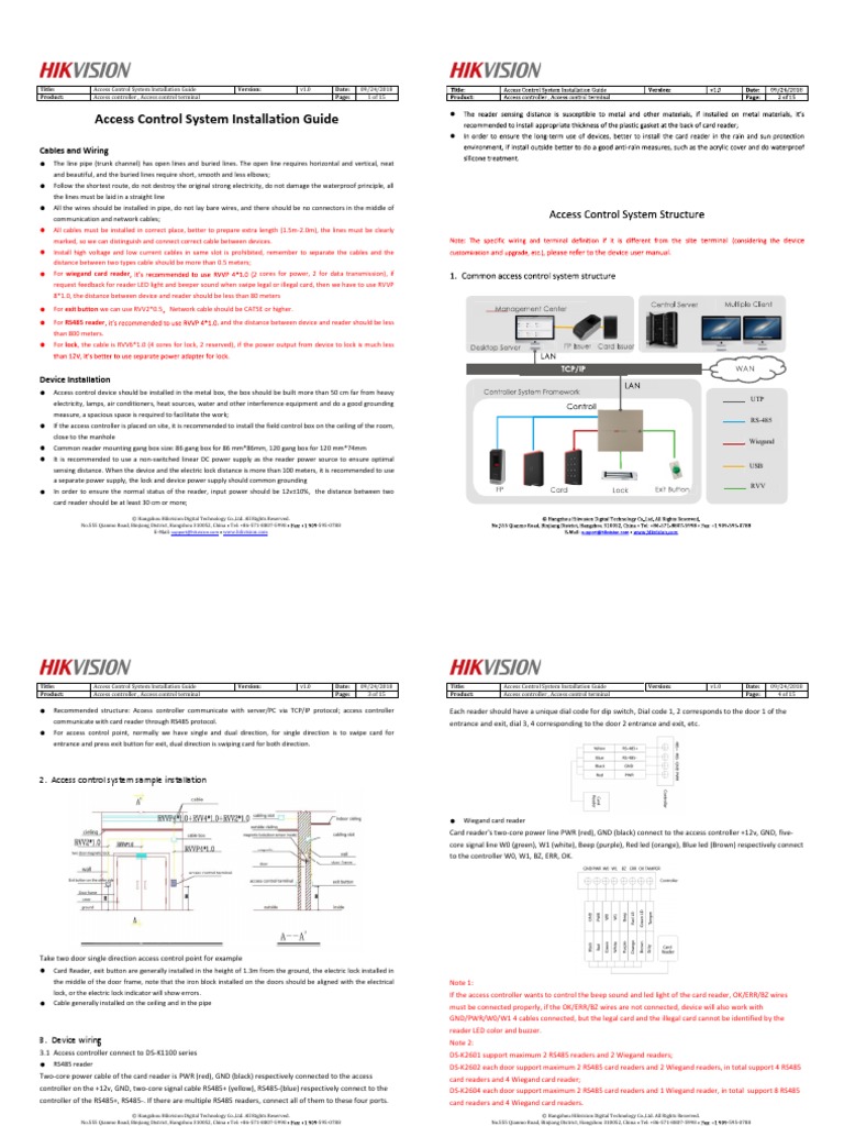 Access Control System Installation Guide Cables and Wiring PDF