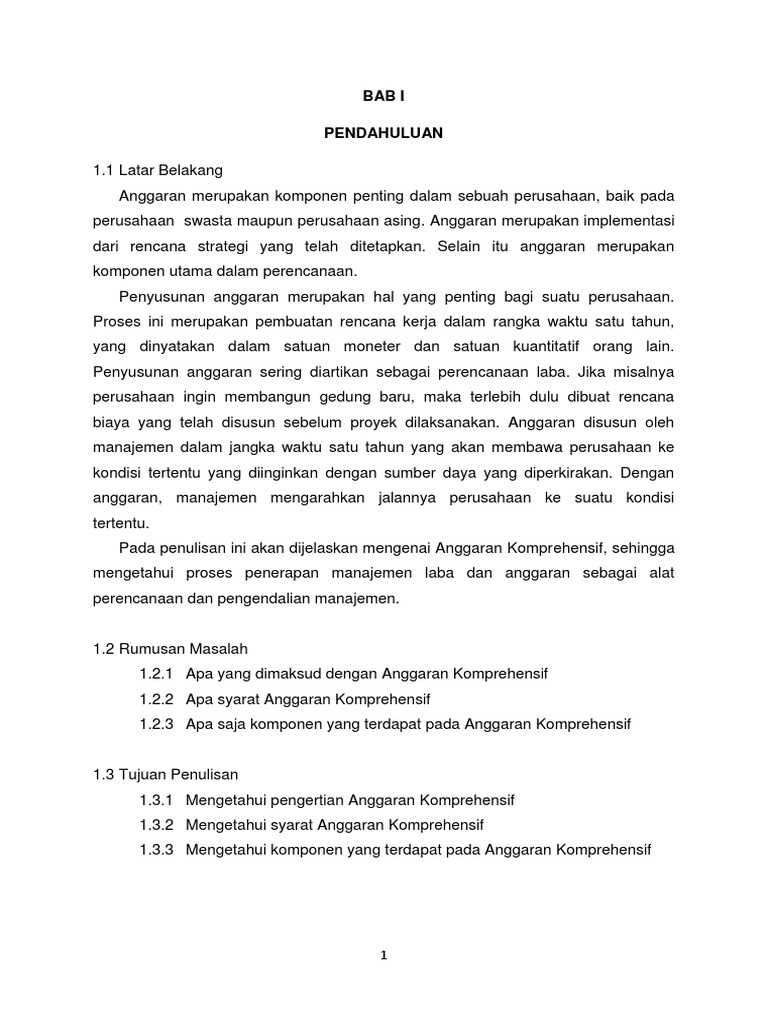 Tugas Anggaran Komprehensif