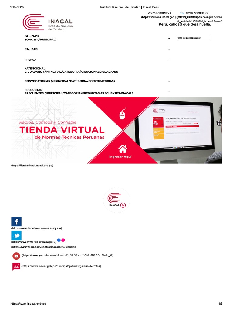 Instituto Nacional de Calidad - Inacal Perú | PDF | Perú | Metrología