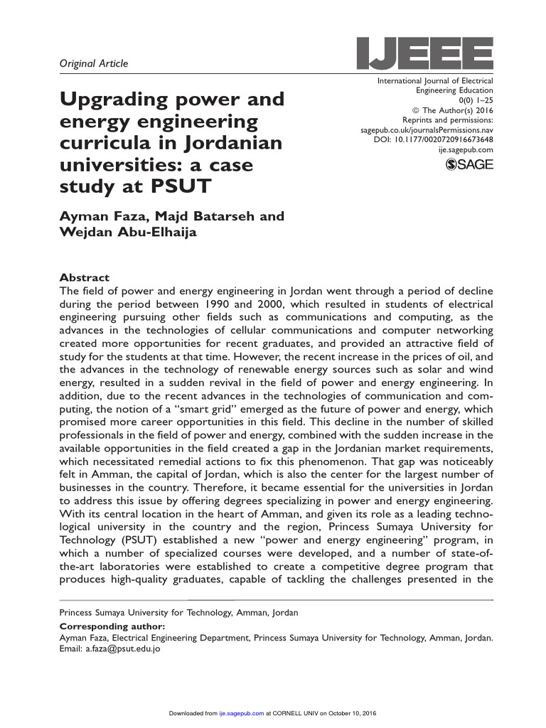 Upgrading Power and Energy Engineering Curricula in Jordanian ...