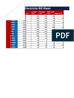 Electricity Bill Sheet