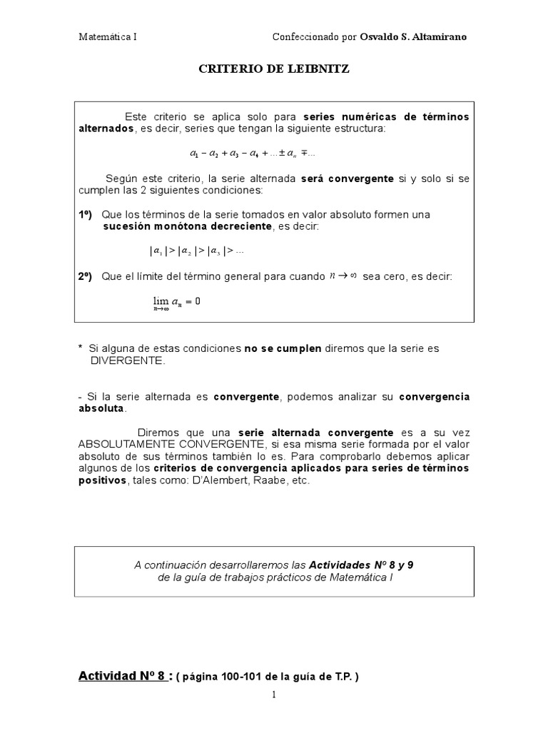 Criterio de Leibniz para Series Alternadas PDF Estructuras — free download