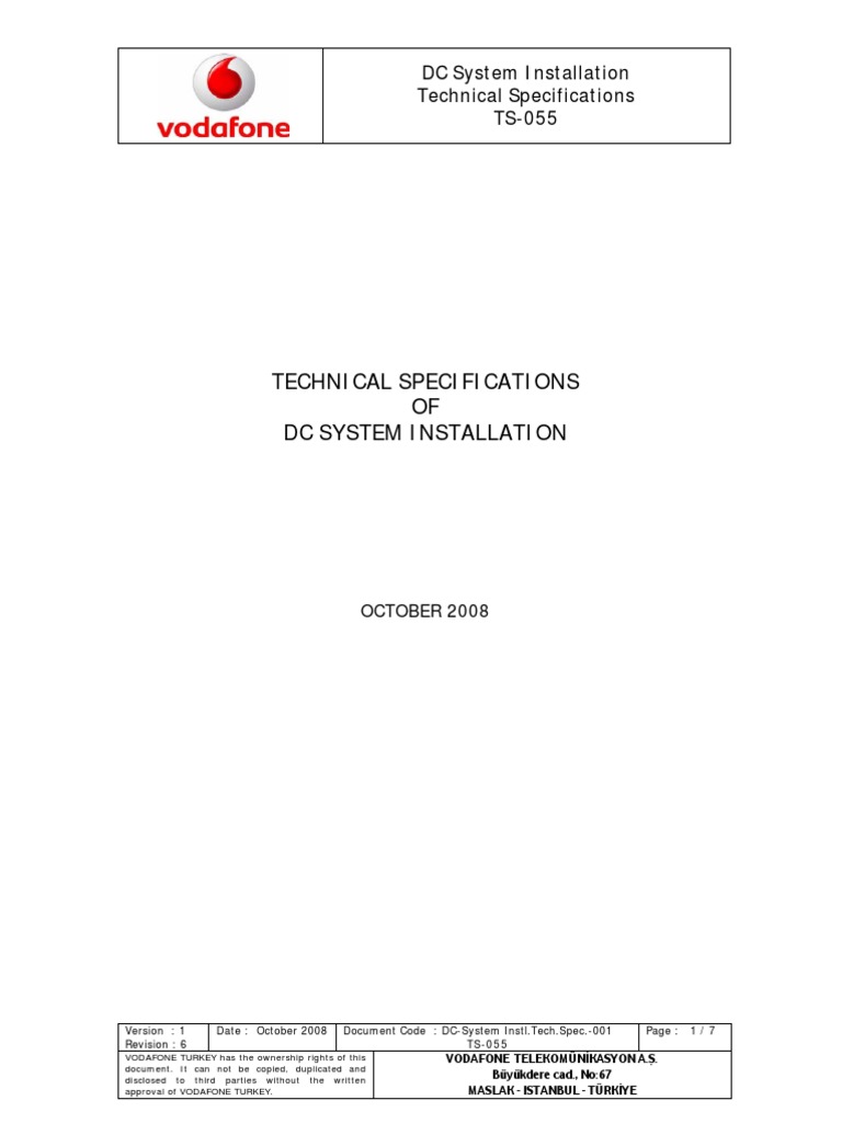 DC System Installation Specs TS-055 | PDF | Specification (Technical ...