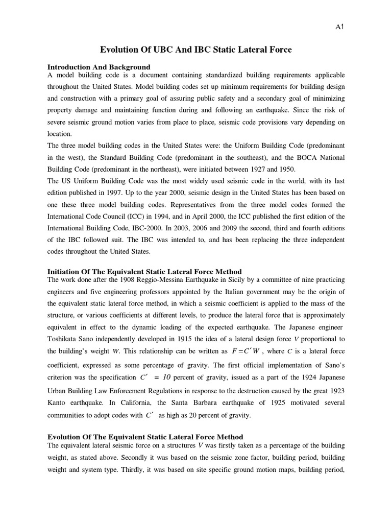 Evolution of UBC and IBC Static Lateral Force PDF | PDF | Earthquakes ...