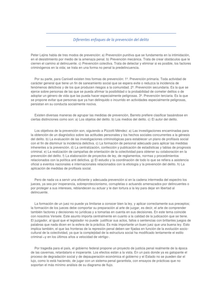 Enfoques de Prevención del Delito | PDF | Juez | Prevención del crimen