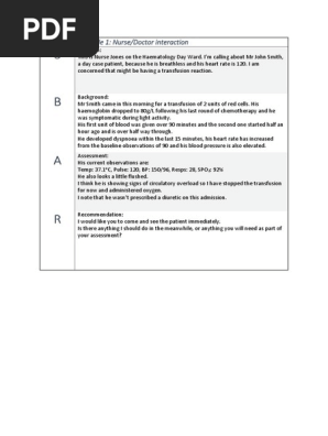 SBAR Examples