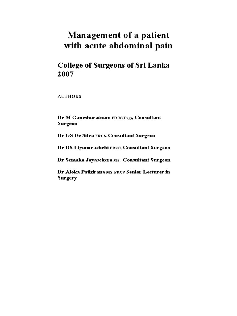 Acute Abdominal Pain Management Guide | PDF | Indigestion ...