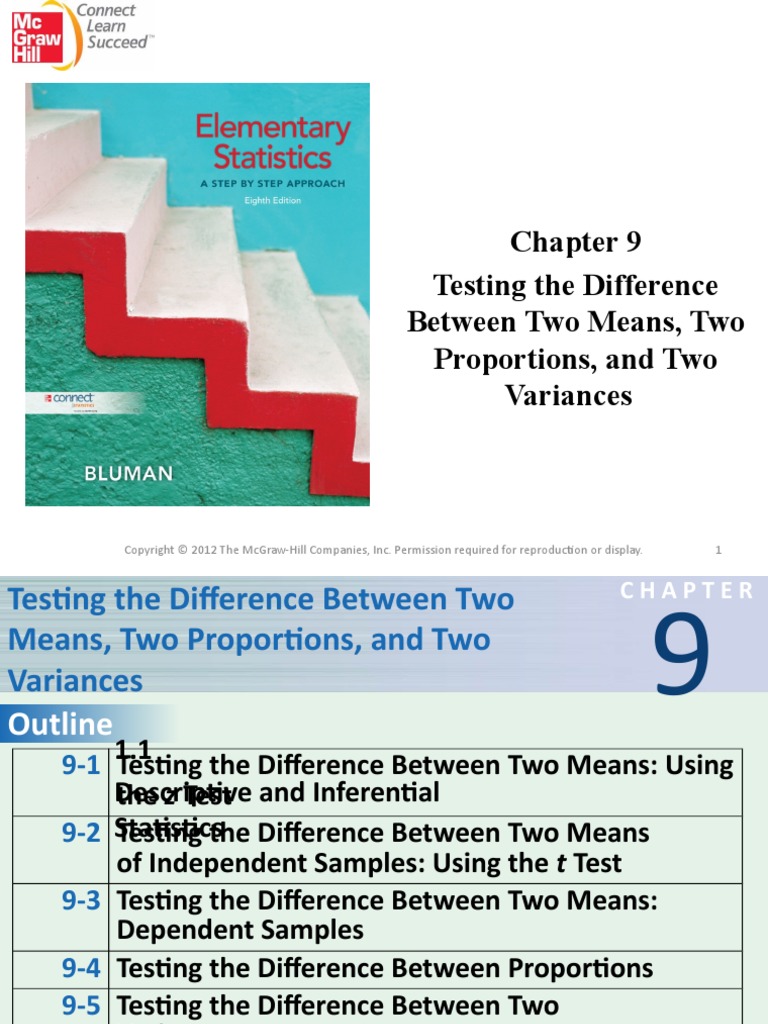 Testing The Difference Between Two Means, Two Proportions, and Two Variances PDF Statistical