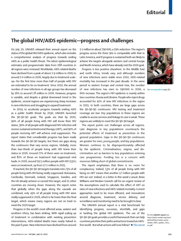 Editorial The Lancet PDF Epidemiology Of Hiv/Aids Hiv/Aids
