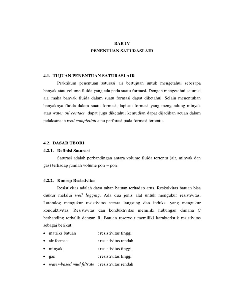 Metode Penentuan Saturasi Air dalam Formasi | PDF