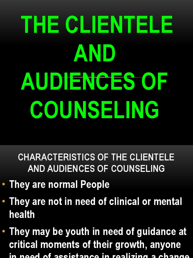Characteristics of Counseling Clientele | PDF | Grief | Psychotherapy