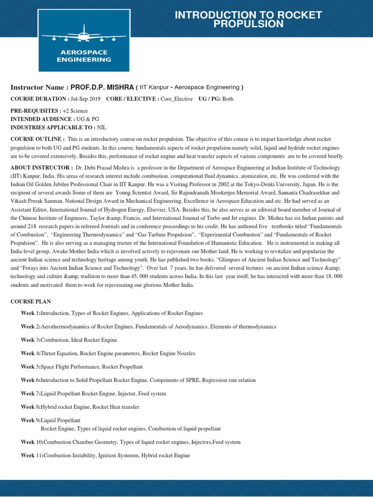 Introductory Rocket Propulsion Course | PDF | Rocket Engine | Liquid ...