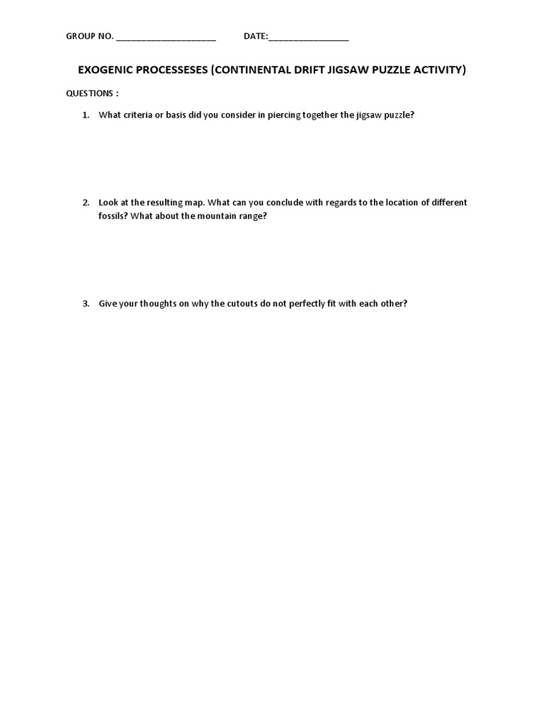 Jigsaw Puzzle Activity PDF