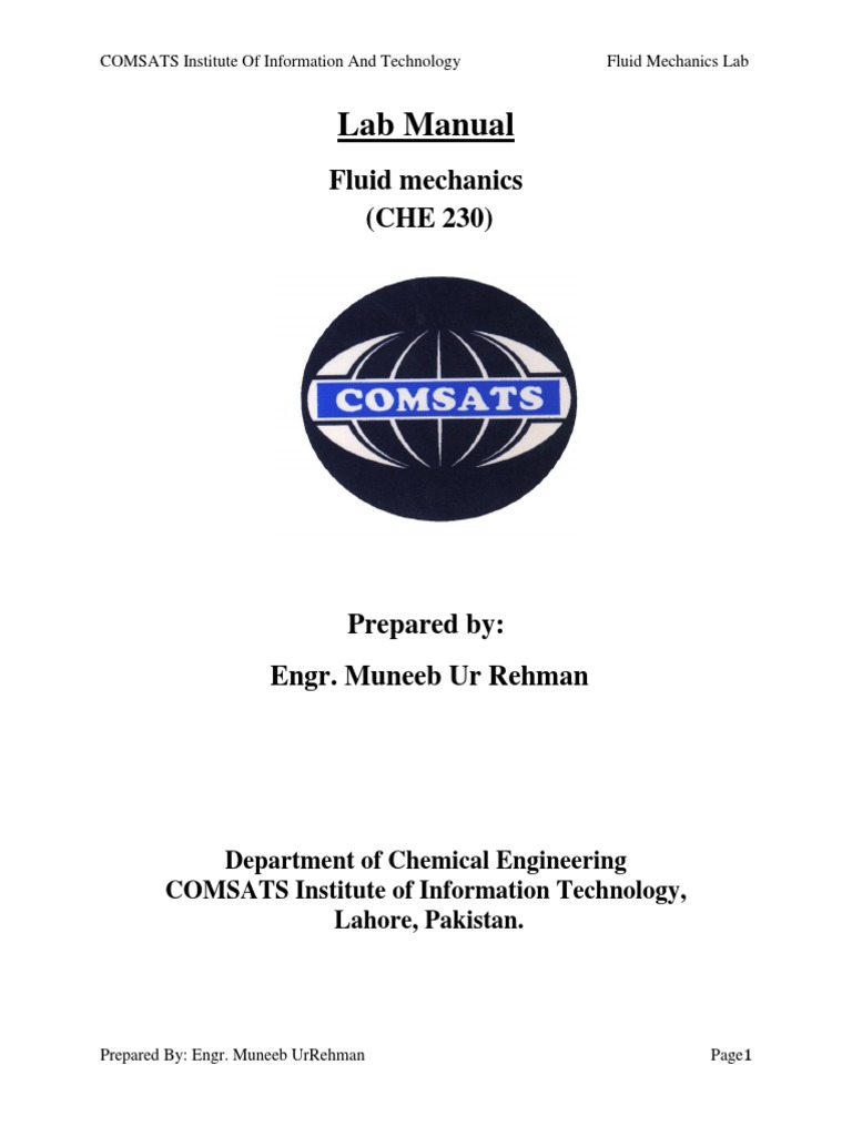 Fluid Mechanics Lab Manual Guide | PDF | Fluid Dynamics | Flow Measurement