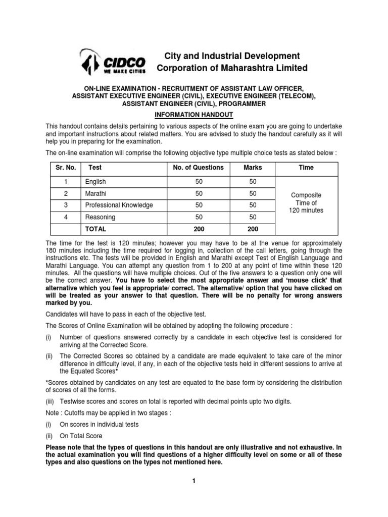 Advertisement Cidco 2018 PDF | PDF | Identity Document | Test 