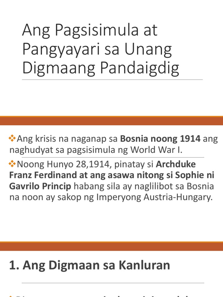 Ang Pagsisimula At Pangyayari Sa Unang Digmaang Pandaigdig Pdf