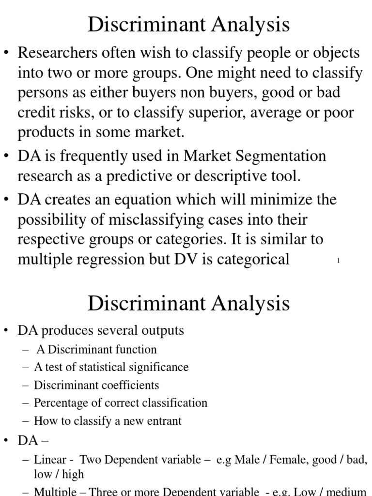 Discriminant Analysis in Classification | PDF | Categorical Variable ...