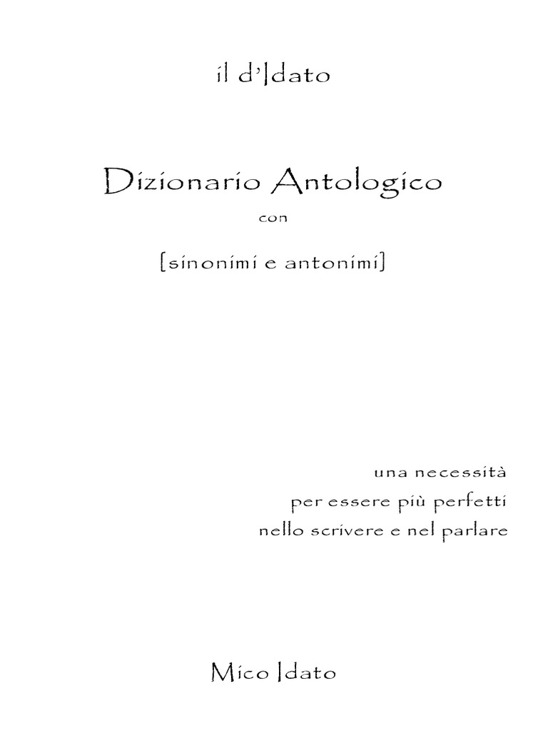 Andiamo A Studiare Il Bellissimo Dizionario Di Sinonimi Pdf
