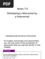 Notes 7-5 Multiplying A Monomial by A Polynomial