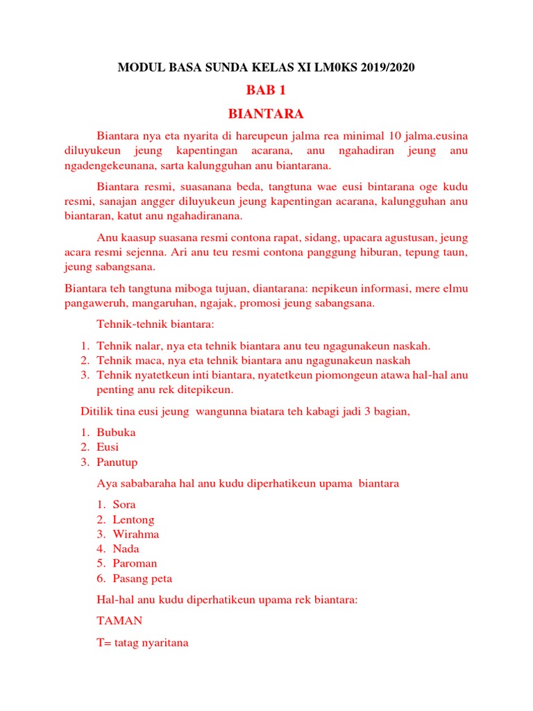 Modul Basa Sunda Kelas Xi Lm0ks 2019 Pdf