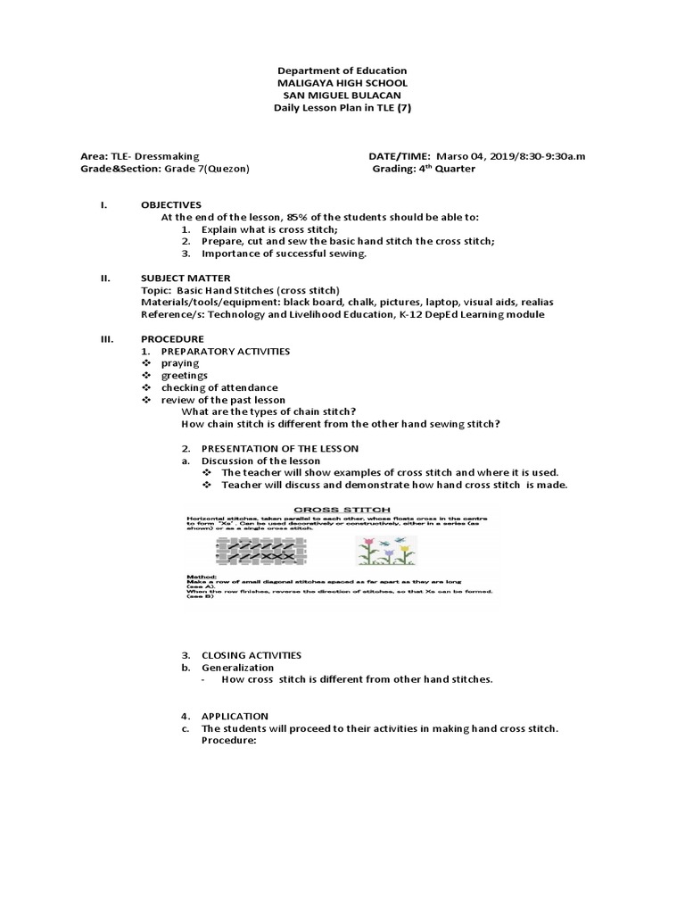 LP Tle7 PDF Sewing Rubric (Academic)