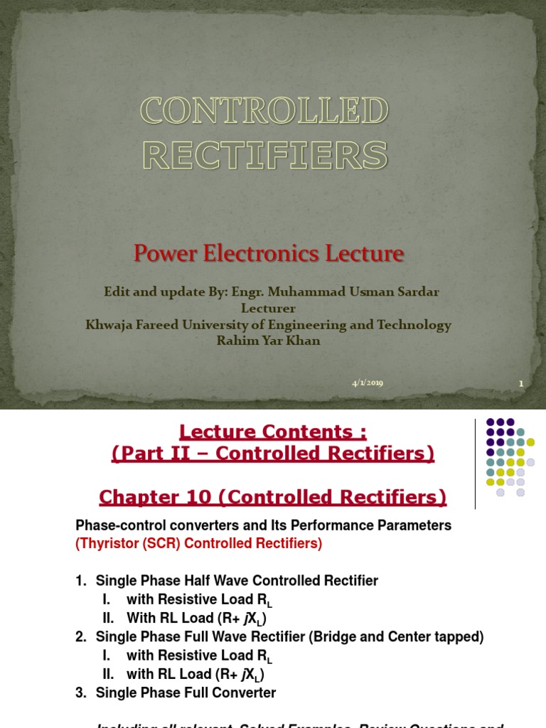 P.E 04 Controlled Rectifiers PDF Power Electronics Rectifier